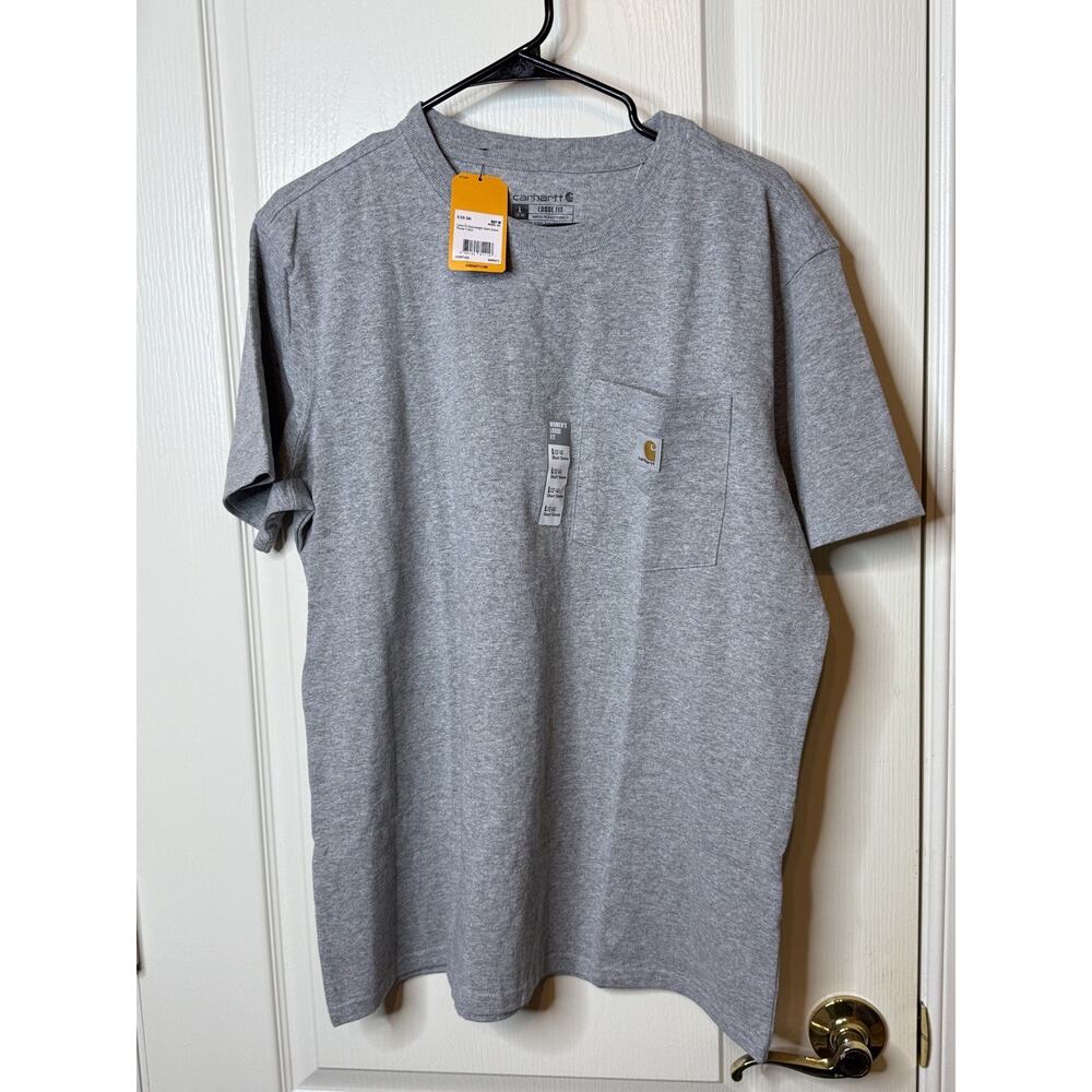 NEW CARHARTT Loose Fit Short Sleeve Pocket Light Gray T-shirt W12-14